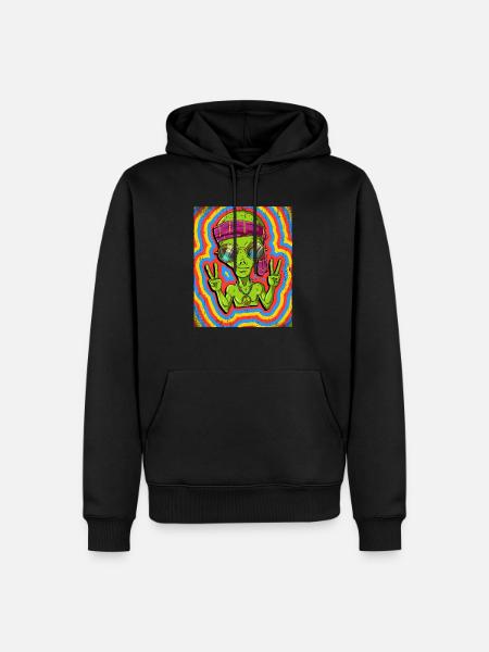 Hippie Alien Psychedelic Trippy - Men’s Premium Organic Hoodie - black