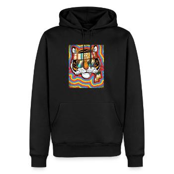 Hippie Tiger Psychedelic Trippy - Sweat à capuche Premium bio Homme - noir - Devant - Nico (187cm)