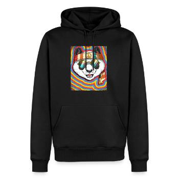 Hippie Panda Psychedelisch Trippy - Männer Premium Bio Hoodie - Schwarz - Vorne - Nico (187cm)