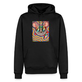Hippie Maus Psychedelisch Trippy - Männer Premium Bio Hoodie - Schwarz - Vorne - Nico (187cm)