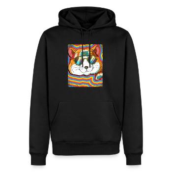 Hippie Hamster Psychedelisch Trippy - Männer Premium Bio Hoodie - Schwarz - Vorne - Nico (187cm)