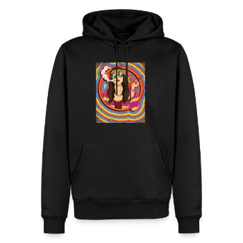 Hippie Frau Psychedelisch Trippy - Männer Premium Bio Hoodie - Schwarz - Vorne - Nico (187cm)