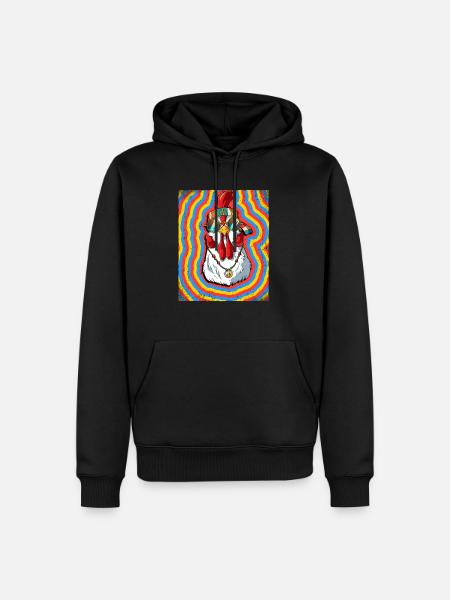 Hippie Huhn Psychedelisch Trippy - Männer Premium Bio Hoodie - Schwarz