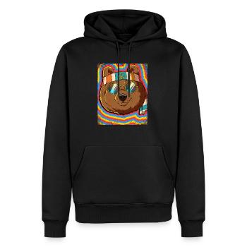 Hippie Bear Psychedelic Trippy - Sweat à capuche Premium bio Homme - noir - Devant - Nico (187cm)