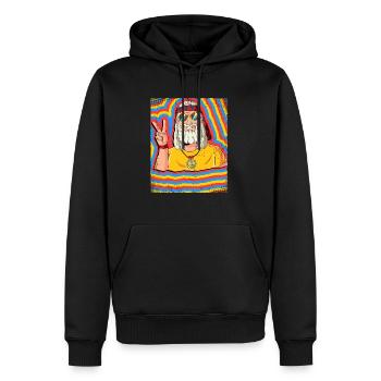 Hippie Alter Mann Psychedelisch Trippy - Männer Premium Bio Hoodie - Schwarz - Vorne - Nico (187cm)