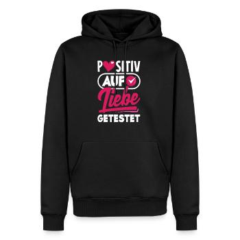 Positiv auf Liebe getestet Verlobung Hochzeitstag - Männer Premium Bio Hoodie - Schwarz - Vorne - Nico (187cm)