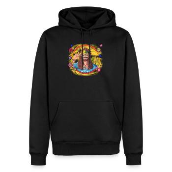 60s 70s Costume Groovy Hippie - Sweat à capuche Premium bio Homme - noir - Devant - Nico (187cm)