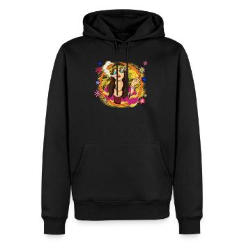 60s 70s Costume Groovy Hippie - Sweat à capuche Premium bio Homme - noir - Devant - Nico (187cm)
