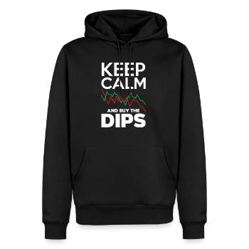 Keep Calm And Buy The Dips Investor Day - Männer Premium Bio Hoodie - Schwarz - Vorne - Nico (187cm)