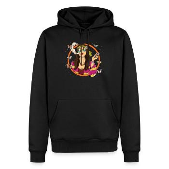 60s 70s Costume Groovy Hippie - Sweat à capuche Premium bio Homme - noir - Devant - Nico (187cm)