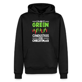 Je veux des chandeliers verts pour l’investisseur de Noël - Sweat à capuche Premium bio Homme - noir - Devant - Nico (187cm)