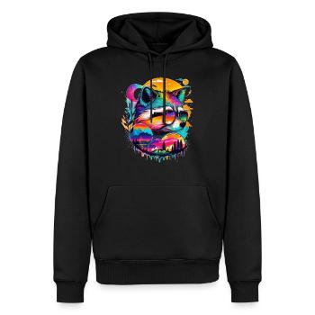 Renard en randonneur dans les montagnes aux couleurs vives - Sweat à capuche Premium bio Homme - noir - Devant - Nico (187cm)
