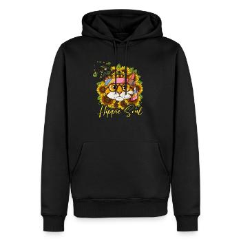 60s 70s Costume Hippie Soul - Sweat à capuche Premium bio Homme - noir - Devant - Nico (187cm)