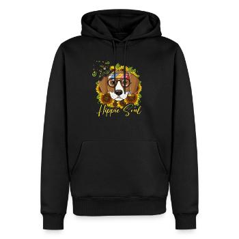 60s 70s Costume Hippie Soul - Sweat à capuche Premium bio Homme - noir - Devant - Nico (187cm)