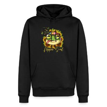 60s 70s Costume Hippie Soul - Sweat à capuche Premium bio Homme - noir - Devant - Nico (187cm)