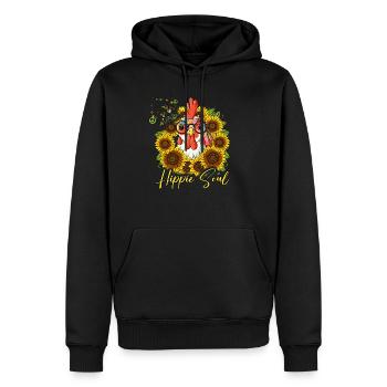 60s 70s Costume Hippie Soul - Sweat à capuche Premium bio Homme - noir - Devant - Nico (187cm)