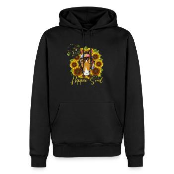 60s 70s Costume Hippie Soul - Sweat à capuche Premium bio Homme - noir - Devant - Nico (187cm)