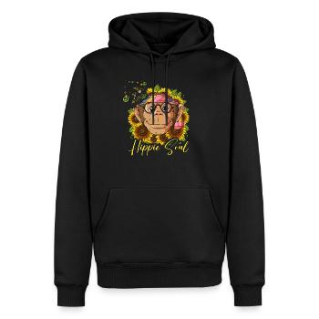 60s 70s Costume Hippie Soul - Sweat à capuche Premium bio Homme - noir - Devant - Nico (187cm)