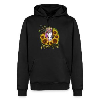 60s 70s Costume Hippie Soul - Sweat à capuche Premium bio Homme - noir - Devant - Nico (187cm)