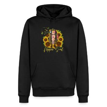 60s 70s Costume Hippie Soul - Sweat à capuche Premium bio Homme - noir - Devant - Nico (187cm)