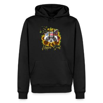 60s 70s Costume Hippie Soul - Sweat à capuche Premium bio Homme - noir - Devant - Nico (187cm)
