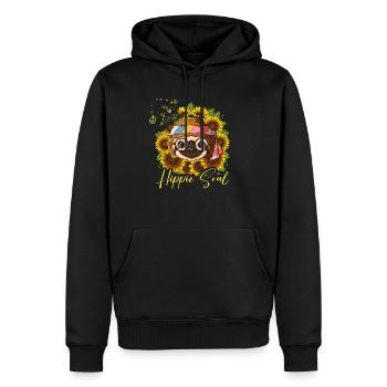 60s 70s Costume Hippie Soul - Sweat à capuche Premium bio Homme - noir - Devant - Nico (187cm)