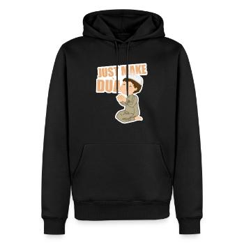 Just Make Dua - Männer Premium Bio Hoodie - Schwarz - Vorne - Nico (187cm)