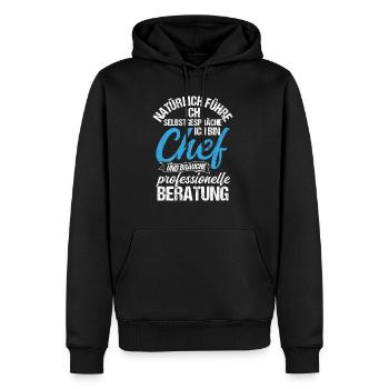 Chef Selbstgespräche Beratung Humor Spruch Geschen - Männer Premium Bio Hoodie - Schwarz - Vorne - Nico (187cm)