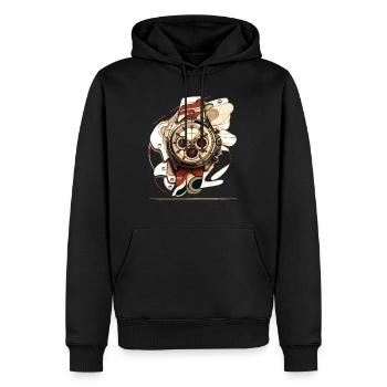 Ein retro Chronographen ist ein Stück Geschichte - Männer Premium Bio Hoodie - Schwarz - Vorne - Nico (187cm)