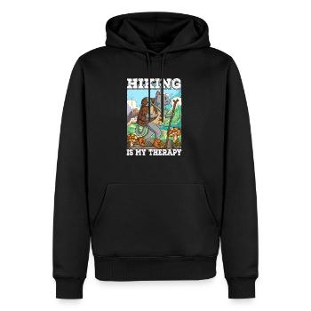 La randonnée est ma thérapie Wandern - Sweat à capuche Premium bio Homme - noir - Devant - Nico (187cm)