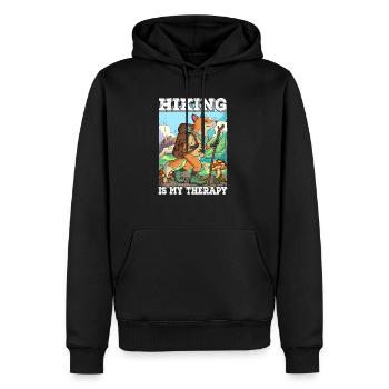 Hiking Is My Therapy Wandern - Männer Premium Bio Hoodie - Schwarz - Vorne - Nico (187cm)