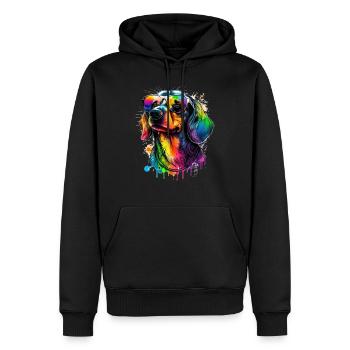 Dackel mit Sonnenbrille - Männer Premium Bio Hoodie - Schwarz - Vorne - Nico (187cm)