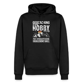 Geocaching Ist Kein Hobby - GPS Cache Spruch Geoca - Männer Premium Bio Hoodie - Schwarz - Vorne - Nico (187cm)