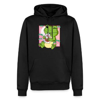 Kawaii Frosch Erdbeermilch - Männer Premium Bio Hoodie - Schwarz - Vorne - Nico (187cm)