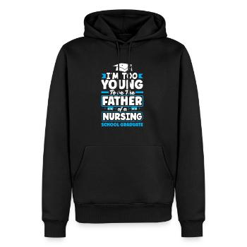 Trop jeune pour être le père d’une école d’infirmières - Sweat à capuche Premium bio Homme - noir - Devant - Nico (187cm)