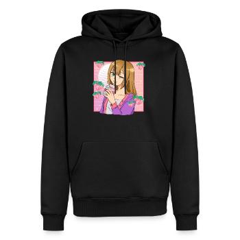 Kawaii Anime Mädchen Erdbeermilch - Männer Premium Bio Hoodie - Schwarz - Vorne - Nico (187cm)
