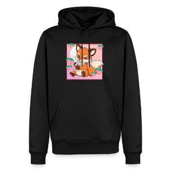 Kawaii Fuchs Erdbeermilch - Männer Premium Bio Hoodie - Schwarz - Vorne - Nico (187cm)