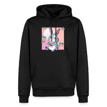 Kawaii Lait de fraise de lapin - Sweat à capuche Premium bio Homme - noir - Devant - Nico (187cm)