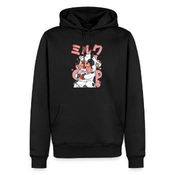 Kawaii Lait de fraise de vache - Sweat à capuche Premium bio Homme - noir - Devant - Nico (187cm)