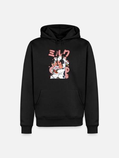 Kawaii Kuh Erdbeermilch - Männer Premium Bio Hoodie - Schwarz