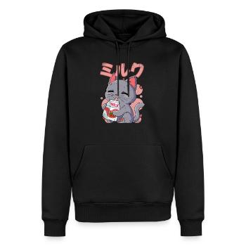 Kawaii Katze Erdbeermilch - Männer Premium Bio Hoodie - Schwarz - Vorne - Nico (187cm)