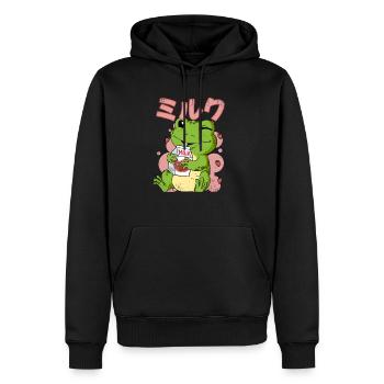 Kawaii Frosch Erdbeermilch - Männer Premium Bio Hoodie - Schwarz - Vorne - Nico (187cm)