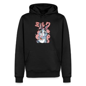 Kawaii Lait de fraise de lapin - Sweat à capuche Premium bio Homme - noir - Devant - Nico (187cm)
