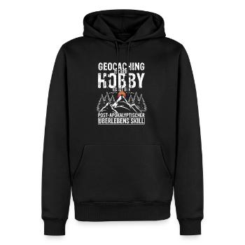Geocaching Ist Kein Hobby - GPS Cache Fans Schnitz - Männer Premium Bio Hoodie - Schwarz - Vorne - Nico (187cm)