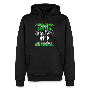 Geocaching Ist Kein Hobby - GPS Cache Spruch Geoca - Männer Premium Bio Hoodie - Schwarz - Vorne - Nico (187cm)