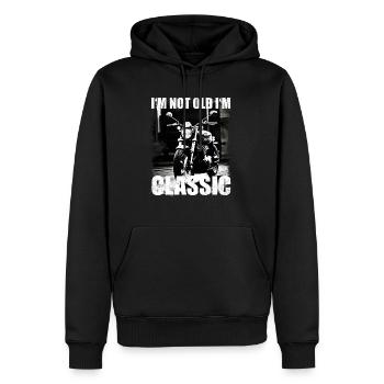 Motorrad i m not old I m classic - Männer Premium Bio Hoodie - Schwarz - Vorne - Nico (187cm)