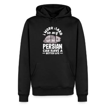 I work hard so my Persian can have a better life - Männer Premium Bio Hoodie - Schwarz - Vorne - Nico (187cm)