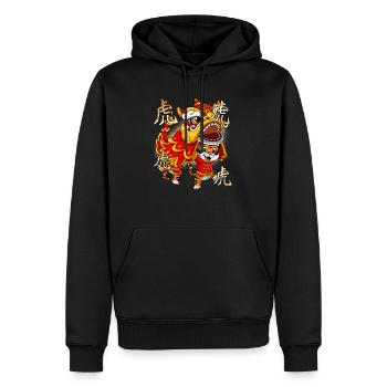 Année du Tigre Nouvel An lunaire chinois - Sweat à capuche Premium bio Homme - noir - Devant - Nico (187cm)