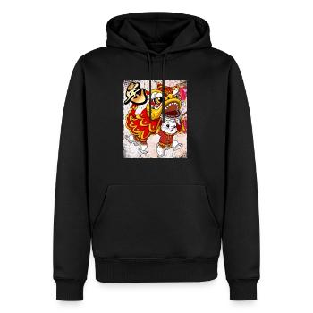 Année du Lapin Nouvel An lunaire Chinois - Sweat à capuche Premium bio Homme - noir - Devant - Nico (187cm)