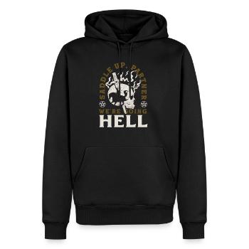 Saddle up, partenaire, nous allons en enfer Dark - Sweat à capuche Premium bio Homme - noir - Devant - Nico (187cm)